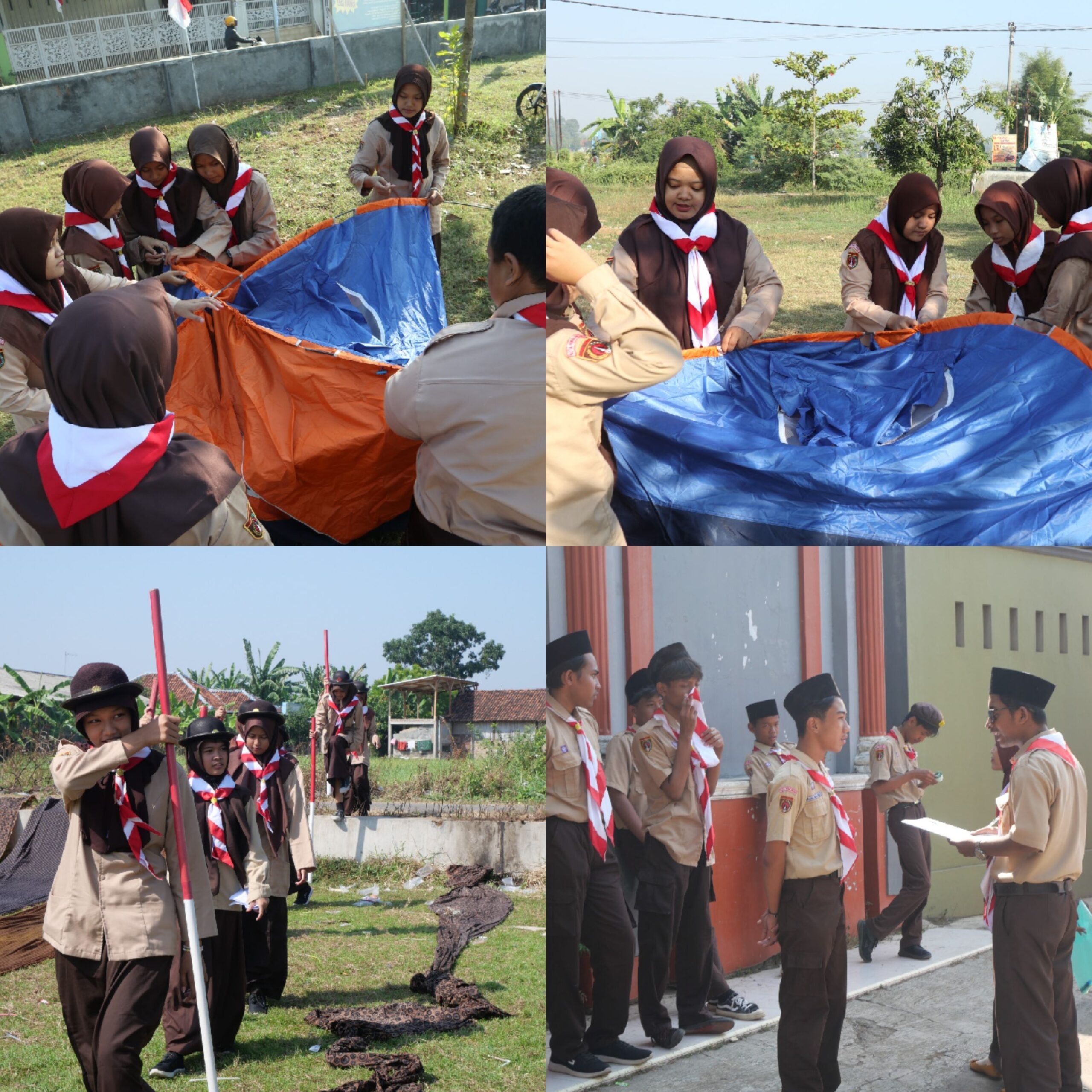 Kegiatan pendirian tenda dan penjelajahan.
