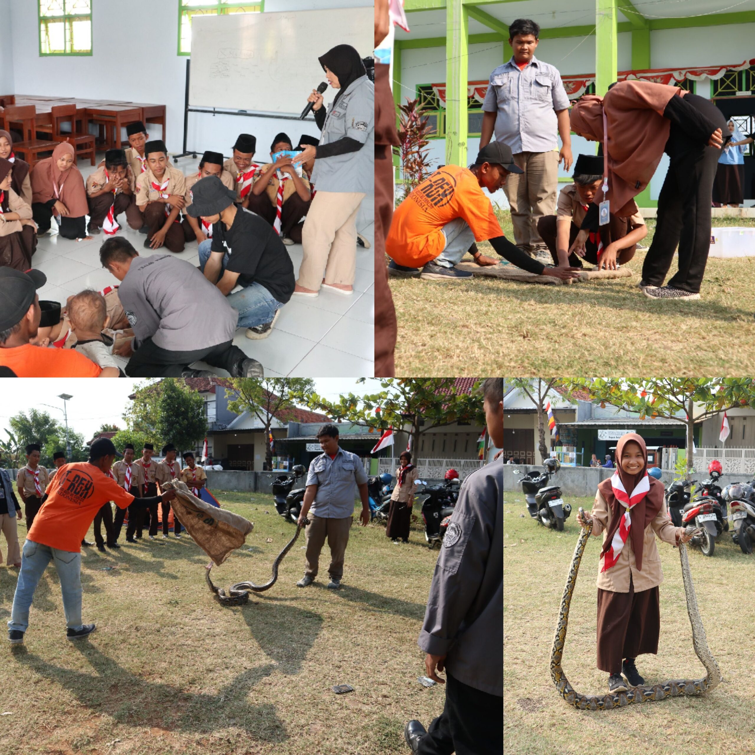 Pemberian materi dan praktek snake handler oleh Komunitas Exalos kepada siswa-siswi MA Hishna